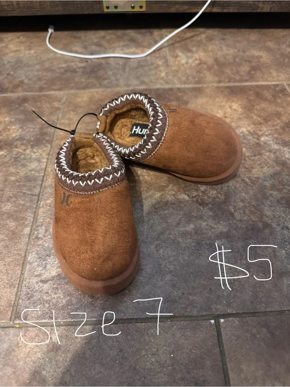 Hurley Chestnut Brown Slip-On Fleece Lined Clogs